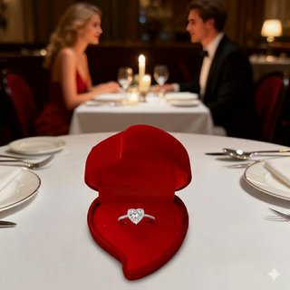 Anillo Moissanita Plata Ley Corazón Compromiso