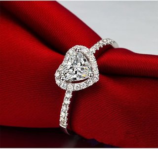 Anillo Moissanita Plata Ley Corazón Compromiso
