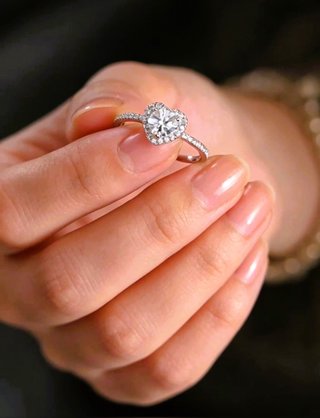 Anillo Moissanita Plata Ley Corazón Compromiso