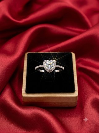 Anillo Moissanita Plata Ley Corazón Compromiso