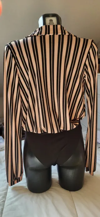 Body blusa rayas rosa palo y negro