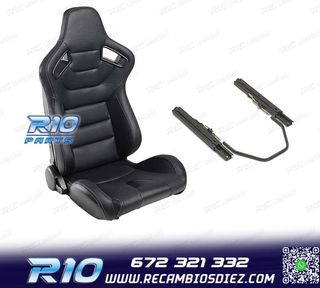 ASIENTO DEPORTIVO SEMI BAQUET ESTILO RS CUERO NEGRO Y CORRED