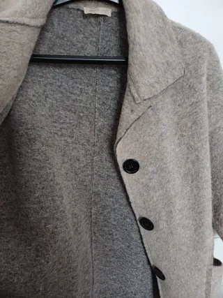 Abrigo fino mujer lana beige/gris