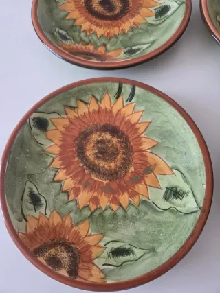Juego 4 platos decorativos girasoles