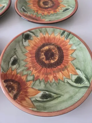 Juego 4 platos decorativos girasoles