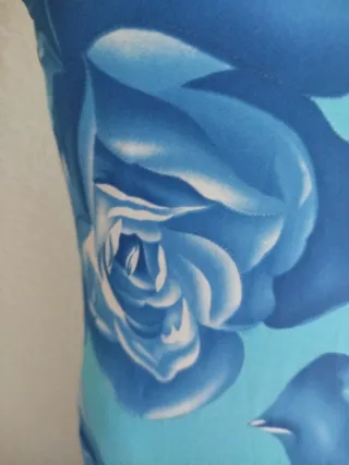 Vestido tirantes flores azules volantes S/M