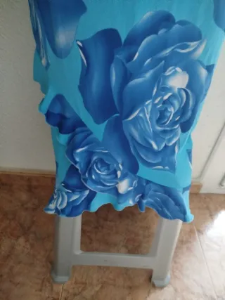 Vestido tirantes flores azules volantes S/M