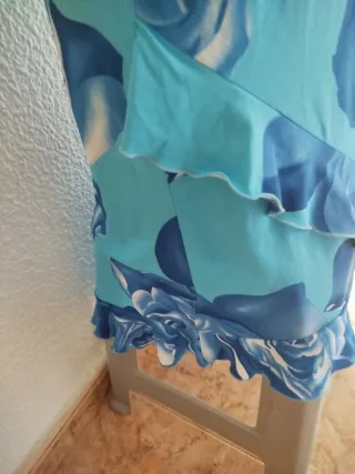 Vestido tirantes flores azules volantes S/M