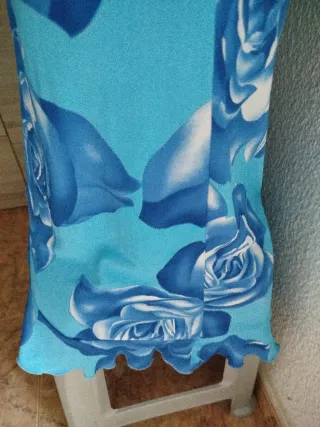 Vestido tirantes flores azules volantes S/M