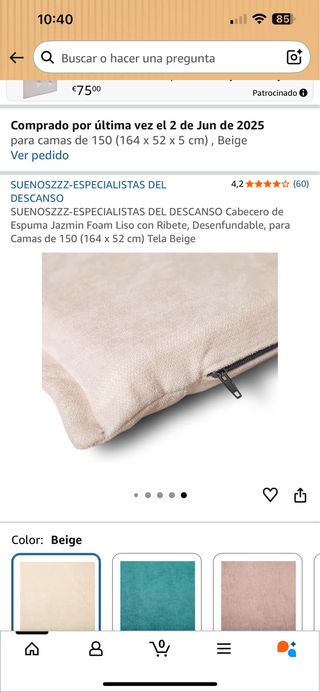 Cabecero de tela beige