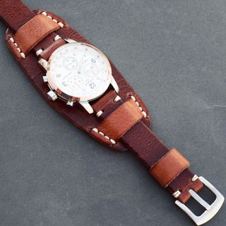 Correa reloj cuero militar artesanal 18-26 mm