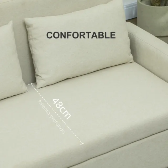 Sofá 2 Plazas Beige Tapizado