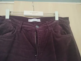 Pantalón pana Mango mujer talla S granate oscuro