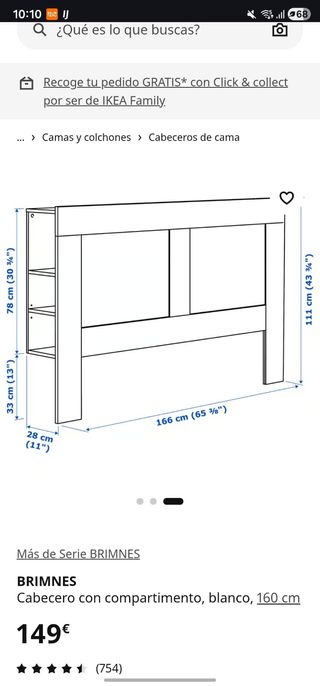 Cabecero IKEA BRIMNES Blanco