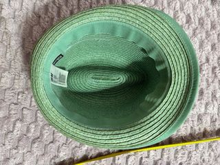 Sombrero de papel imitación paja verde agua t 54