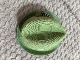 Sombrero de papel imitación paja verde agua t 54