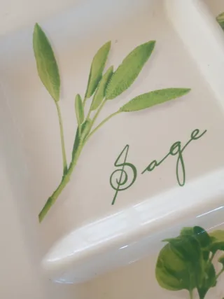 Bandeja de porcelana con hierbas