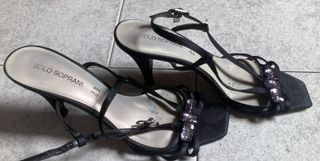 Sandali neri tacco 38 Solo Soprani
