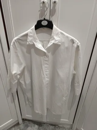 Camisa Oversize Blanca Manga Tres Cuartos