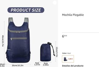 Mochila 50 litros + mini mochila plegable auxiliar