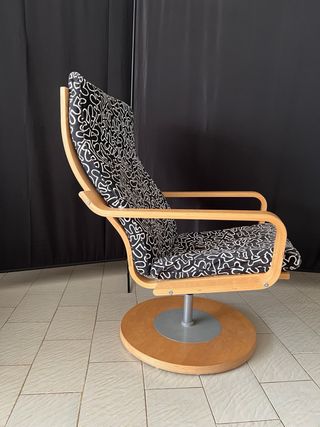 Sillón giratorio madera y tela