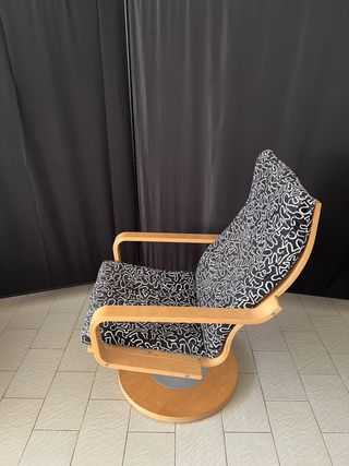 Sillón giratorio madera y tela