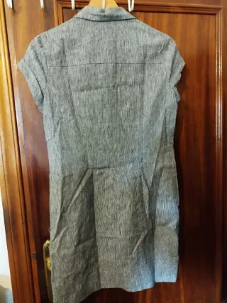 Vestido gris lino y algodón talla XL