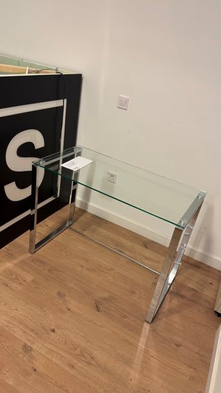 Mesa consola cristal y metal semi nueva