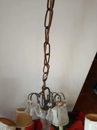 Lámpara de techo antigua cristal y metal