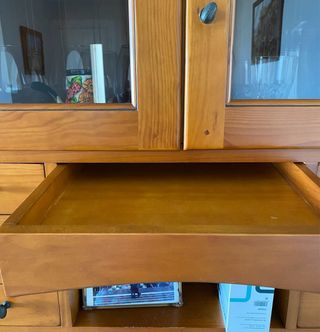 Mueble Salón Madera Vitrinas Cajoneras