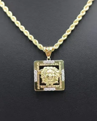 Colgante Medusa Cuadrado Oro 18K Circonitas