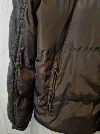 Chaqueta acolchada hombre gris y marrón