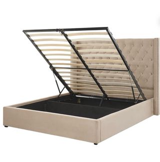 Cama Matrimonio 180x200 Tela Beige