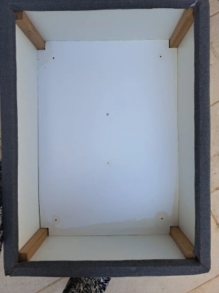 Reposapiés - puff con almacenaje Ikea gris tela