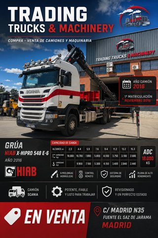 SCANIA R490 6X2 CAMION CON GRUA