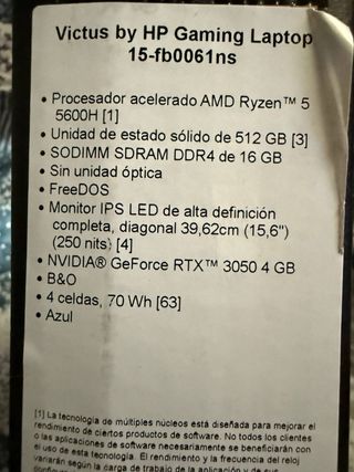 Portátil HP Victus Negro