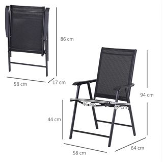 2 Sillas Plegables Exterior Negro