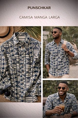 Camisa PUNSCHKAR manga larga estampada