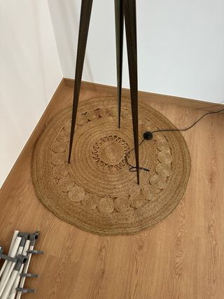 Alfombra redonda ratán beige y marrón