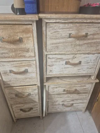 Mueble auxiliar madera y metal. Cajoneras 30x40x40