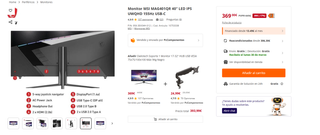 Monitor MSI 40 UWQHD 155Hz IPS 1ms