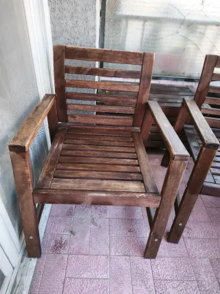 2 Sillas NÄMMARÖ madera + baúl Ikea jardín terraza