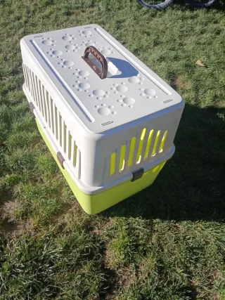Transportín perro grande blanco y verde