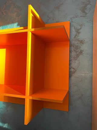 Libreria in legno moderna arancione