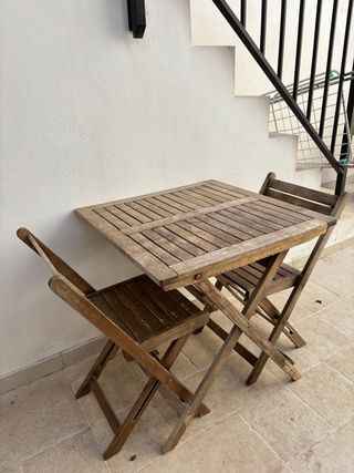 Mesa y 2 Sillas Teka Terraza/Balcón