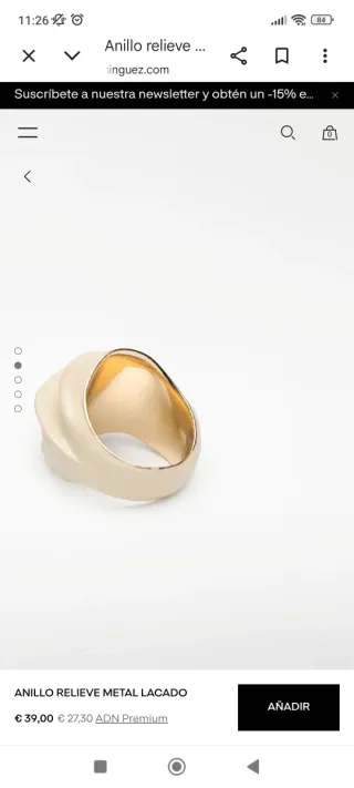 Sortija Adolfo Domínguez Beige/Oro