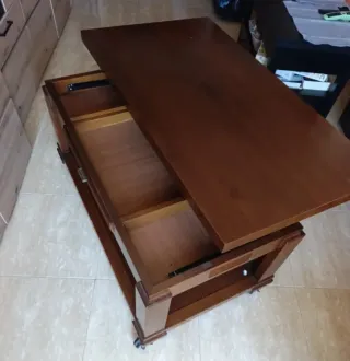 Mesa centro elevable madera maciza