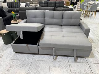 Pack Confort Malaga: Sofá Cama Gris 3 Plazas