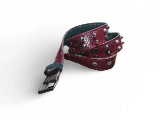 Cinturón cuero punk tachuelas rojo