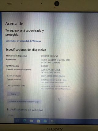 Portátil Sony Vaio Blanco